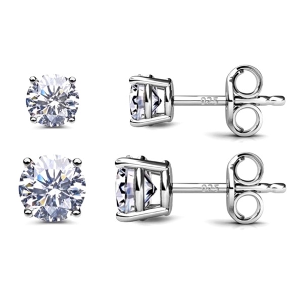 Sterling Silver 925. Simulate Diamond Stud Earring. - Picture 2 of 15